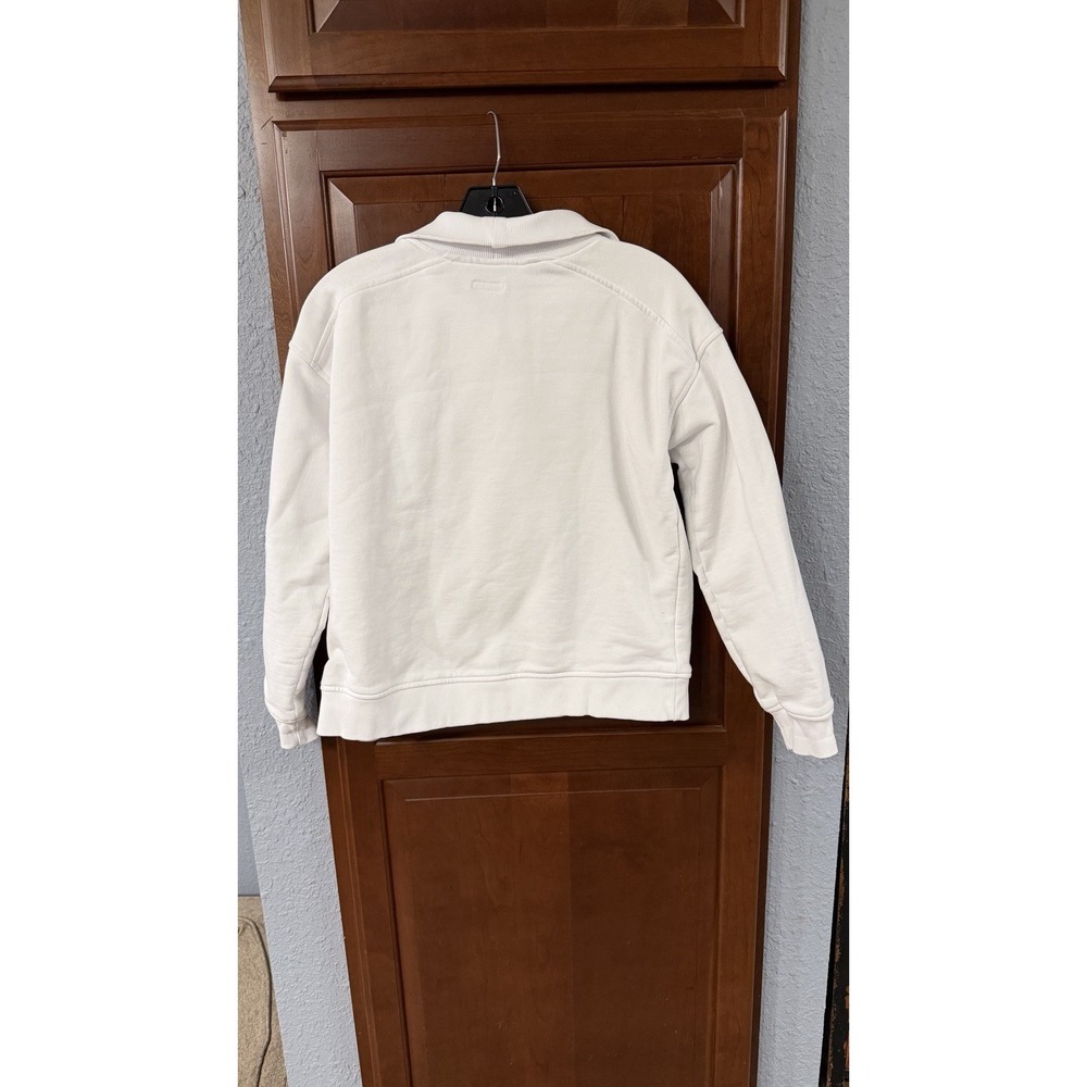LL Bean White Heavyweight Cropped Women's Small 1/2 Zip Long Sleeve - Picture 6 of 7